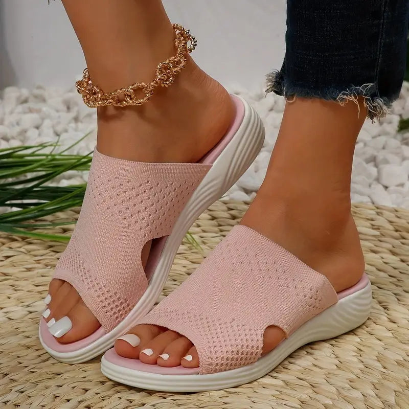 Comfortable Wedge Sandals with Knit Upper and Cushioned Platform Sole