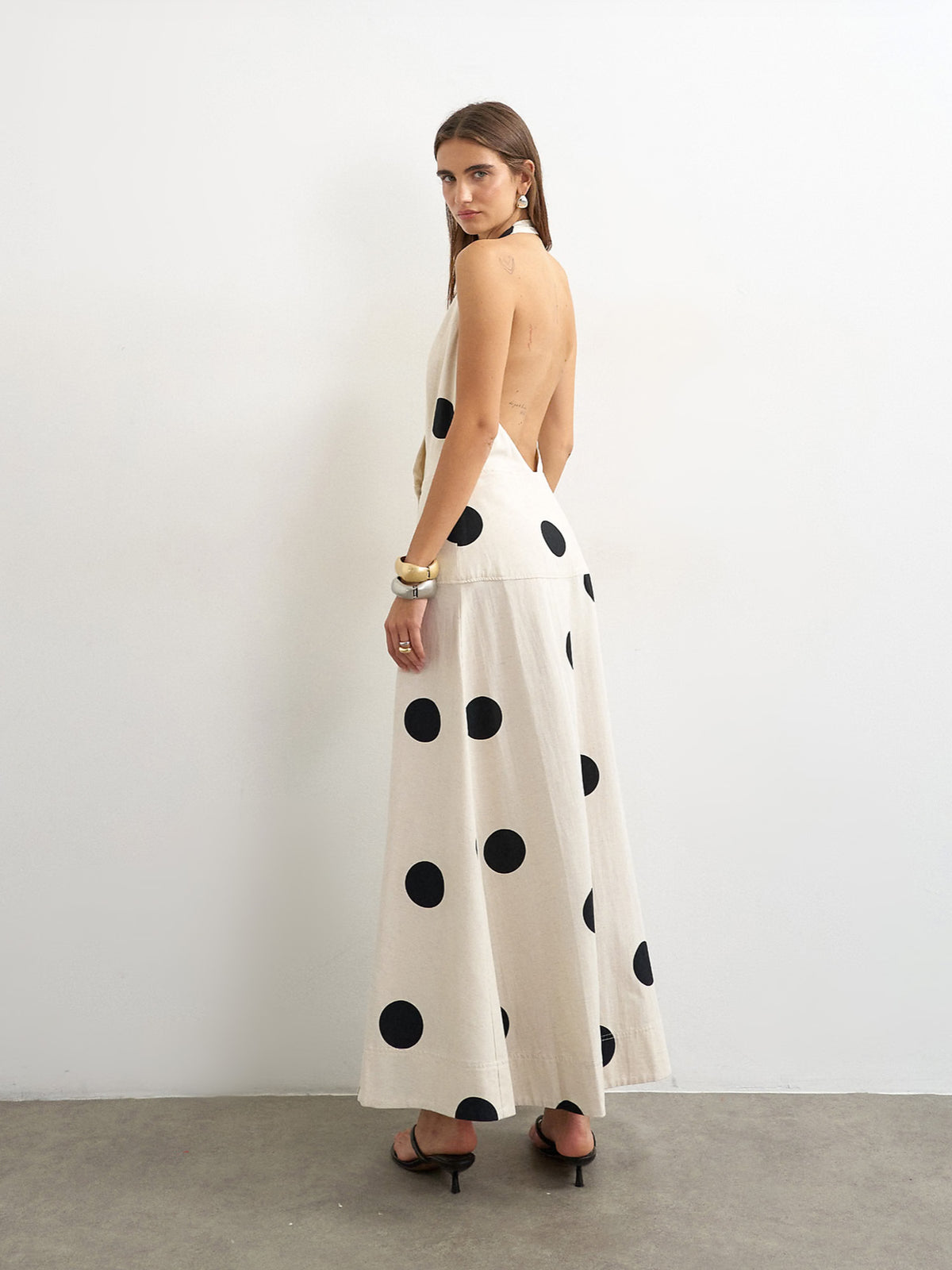 Linen blend wrap midi dress