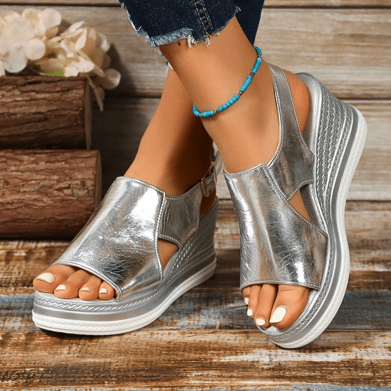 Chique Wedge Espadrilles with Buckle Ankle Fastening