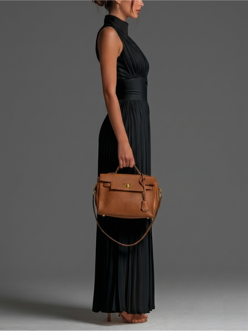 Black Wide Leg Jumpsuit with Deep V-Neckline and Zip Front