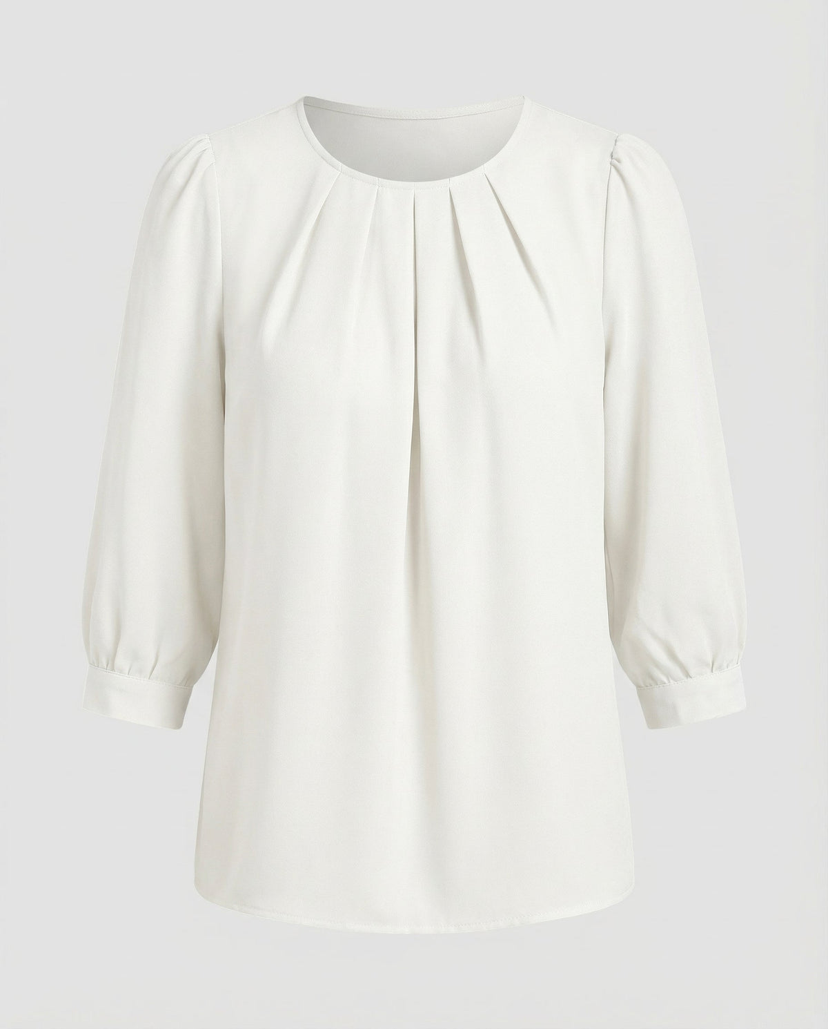 Classic Blouse with Gathered Neckline and Three Quarter Sleeves