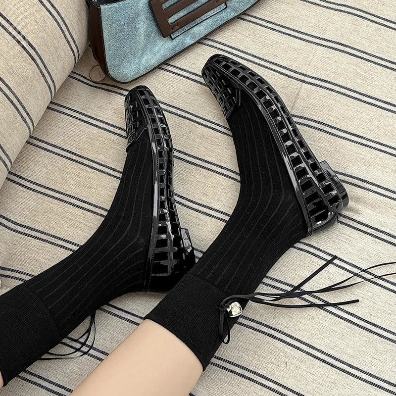 Clear Jelly Shoes with Woven Cage Upper and Flat Sole