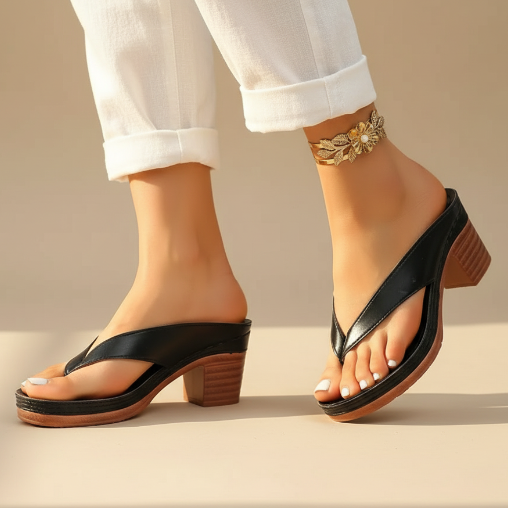 Elegant Block Heel Thong Sandals with Platform Sole