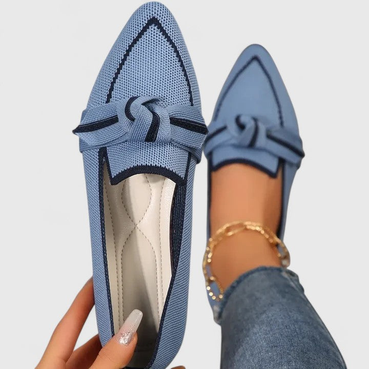 Elegant Pointed Flat Loafers with Toe Knot Detail