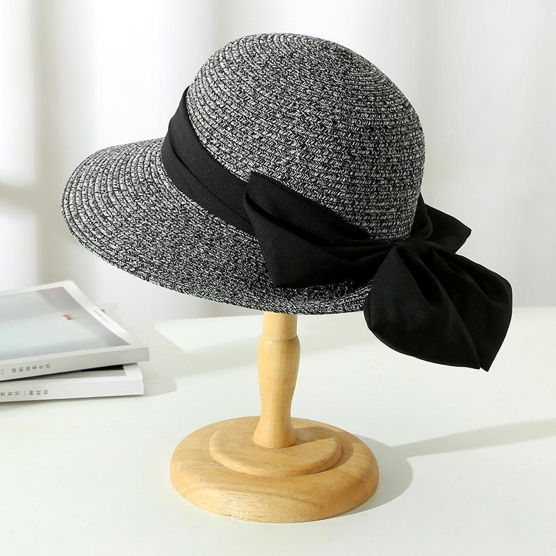 Elegant Straw Sun Hat with Bow Detail