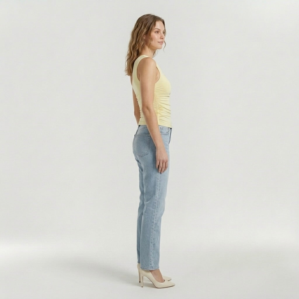 Fitted One Shoulder Top with Ruched Detail