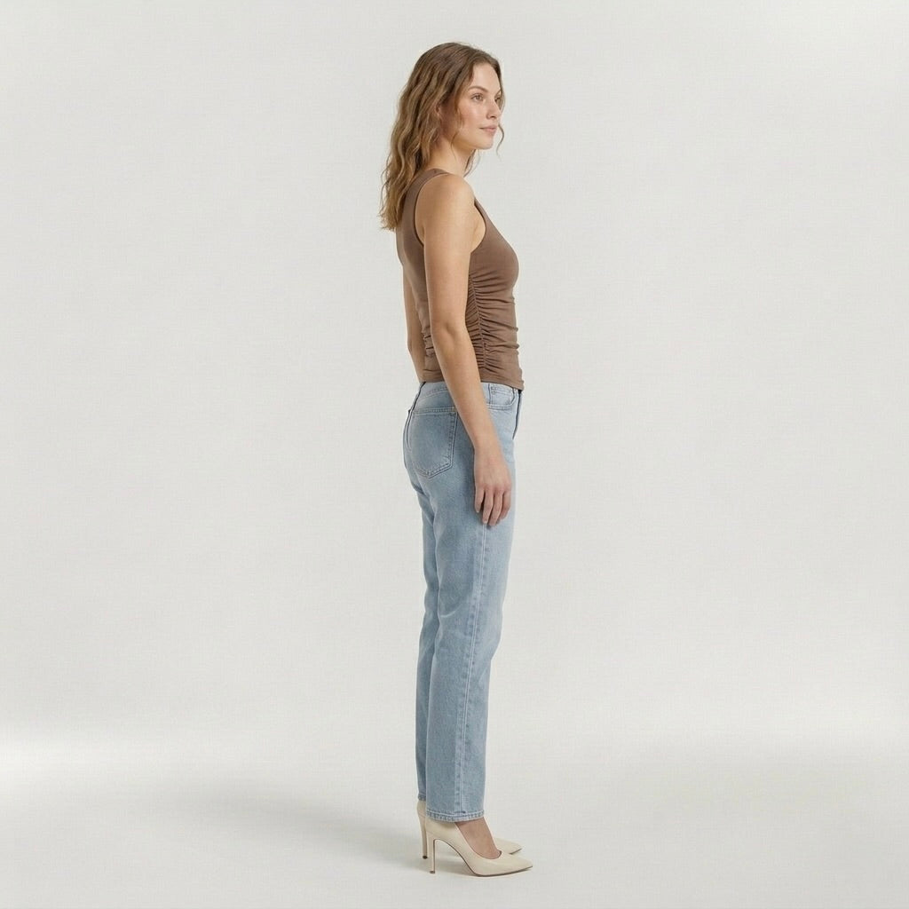 Fitted One Shoulder Top with Ruched Detail