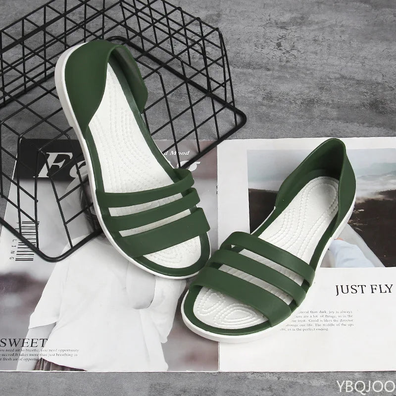 Flat Strappy Sandals with Open Toe and Cushioned Sole