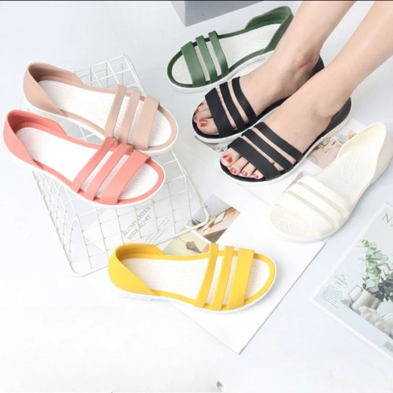 Flat Strappy Sandals with Open Toe and Cushioned Sole