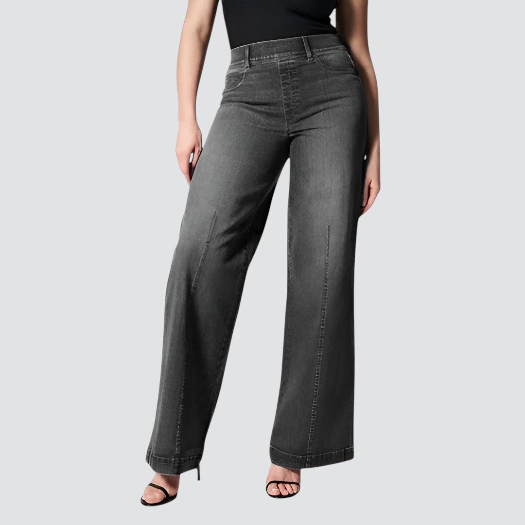High Waisted Wide Leg Jeans with Pull-On Elasticated Waist