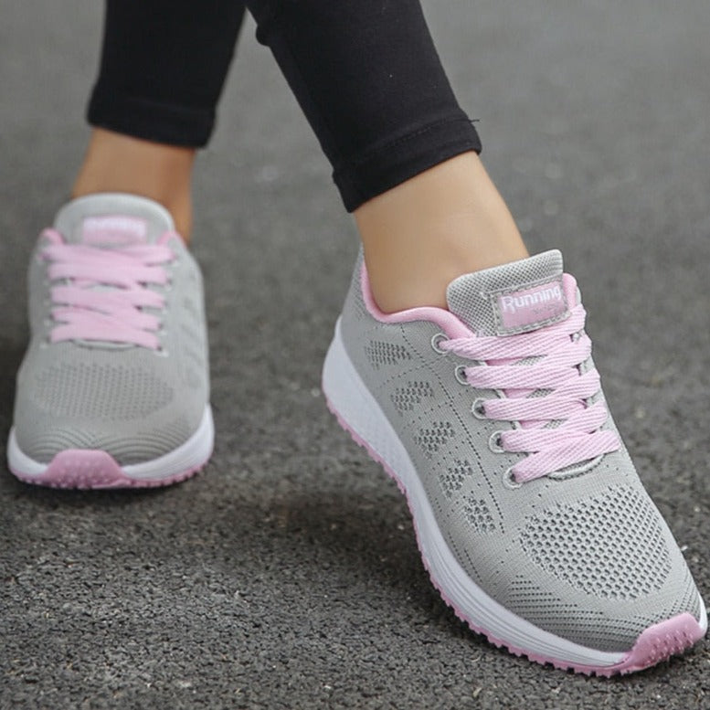 Lightweight Mesh Walking Sneakers with Lace-Up Closure