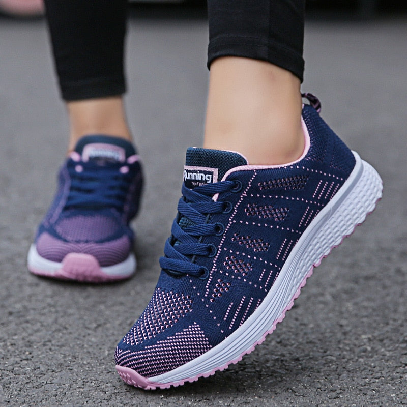 Lightweight Mesh Walking Sneakers with Lace-Up Closure