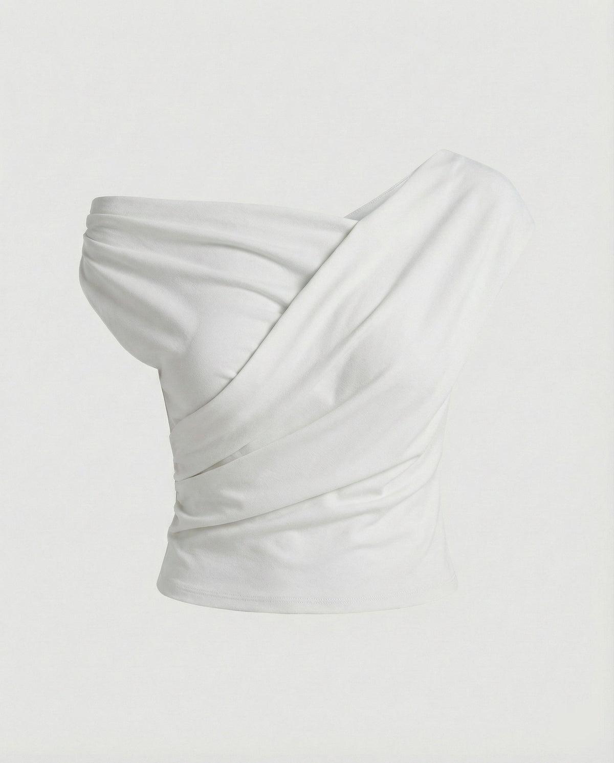 One Shoulder Draped Top with Cowl Fold Detail