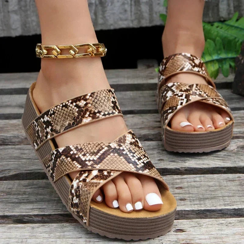 Platform Sandals with Crossover Braided Straps