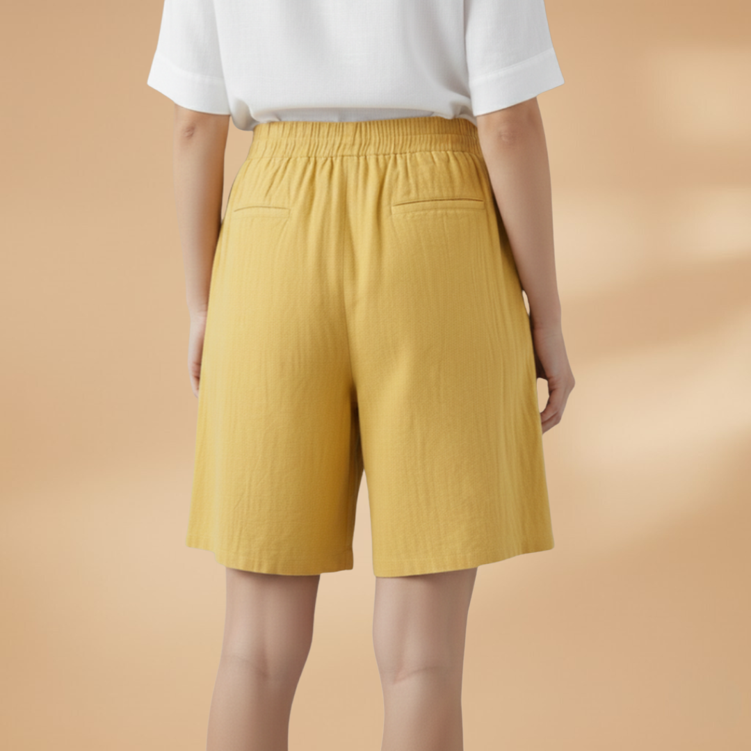 Relaxed Linen Shorts with Elasticated Waist and Drawstring