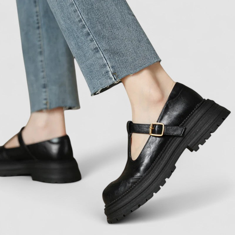 Retro Chunky Platform Mary Jane Shoes with T-Bar Strap