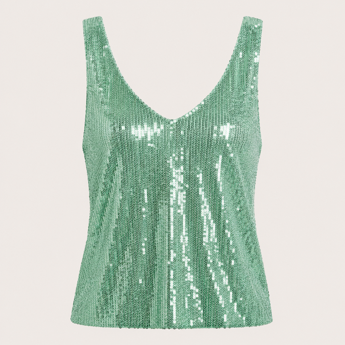 Sparkly Sequin Tank Top with V-Neckline