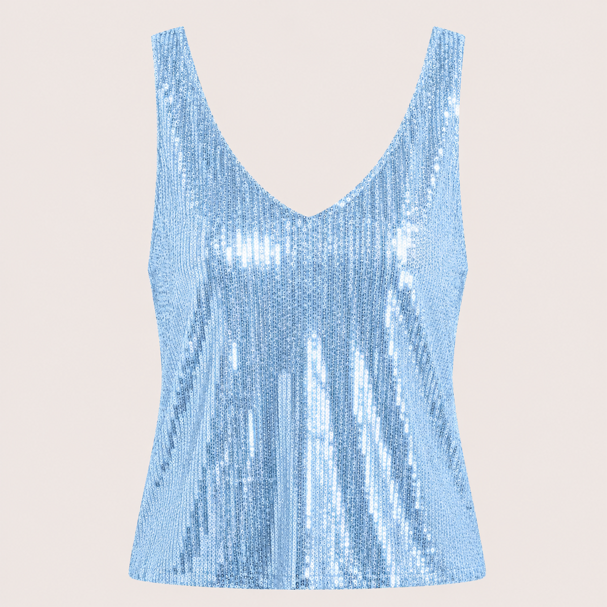 Sparkly Sequin Tank Top with V-Neckline