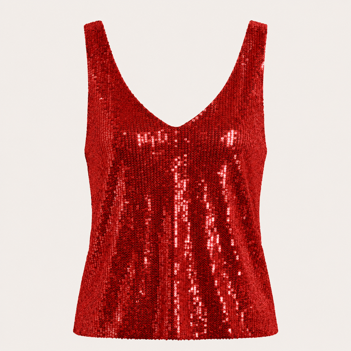 Sparkly Sequin Tank Top with V-Neckline