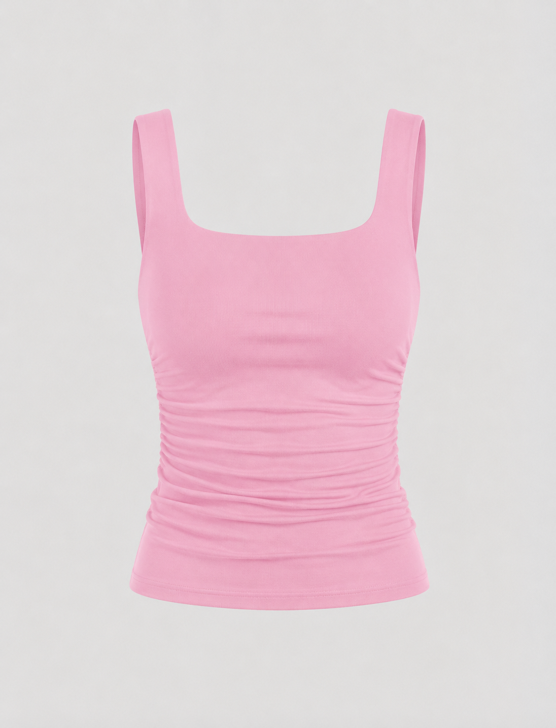 Square Neck Tank Top with Ruched Side Detail