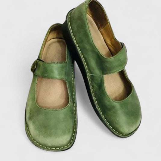 Classic Flat Mary Jane Shoes with Velcro Strap and Round Toe
