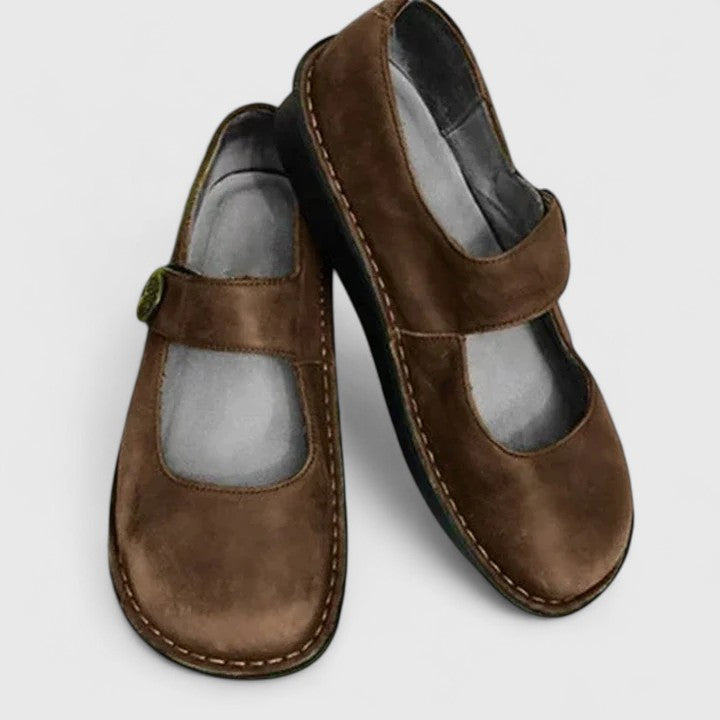 Classic Flat Mary Jane Shoes with Velcro Strap and Round Toe
