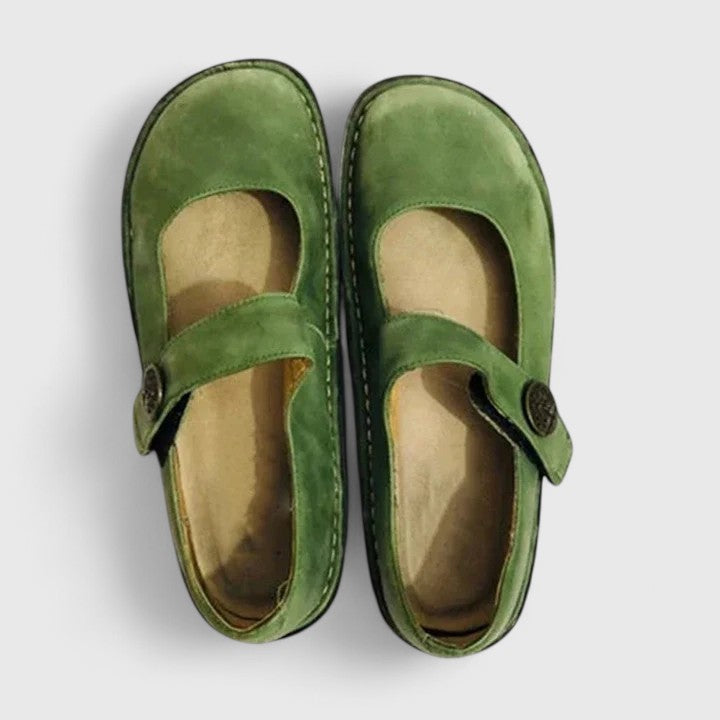Classic Flat Mary Jane Shoes with Velcro Strap and Round Toe