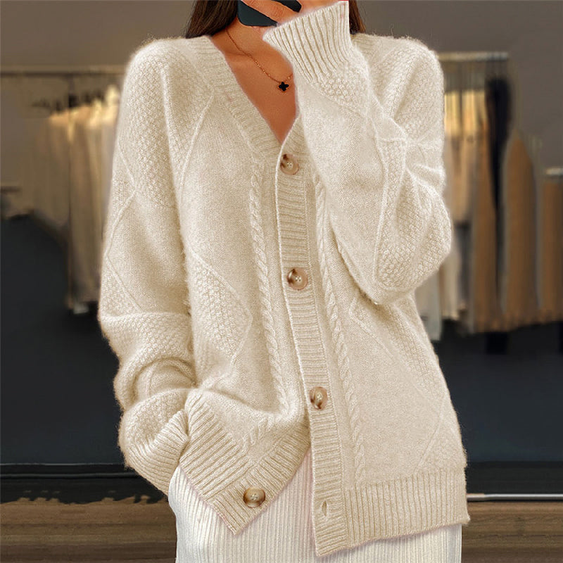 Soft Open Front Cardigan with Long Sleeves and Relaxed Fit