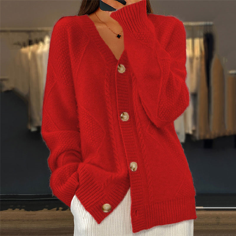 Soft Open Front Cardigan with Long Sleeves and Relaxed Fit