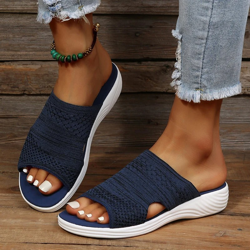 Comfortable Wedge Sandals with Knit Upper and Cushioned Platform Sole