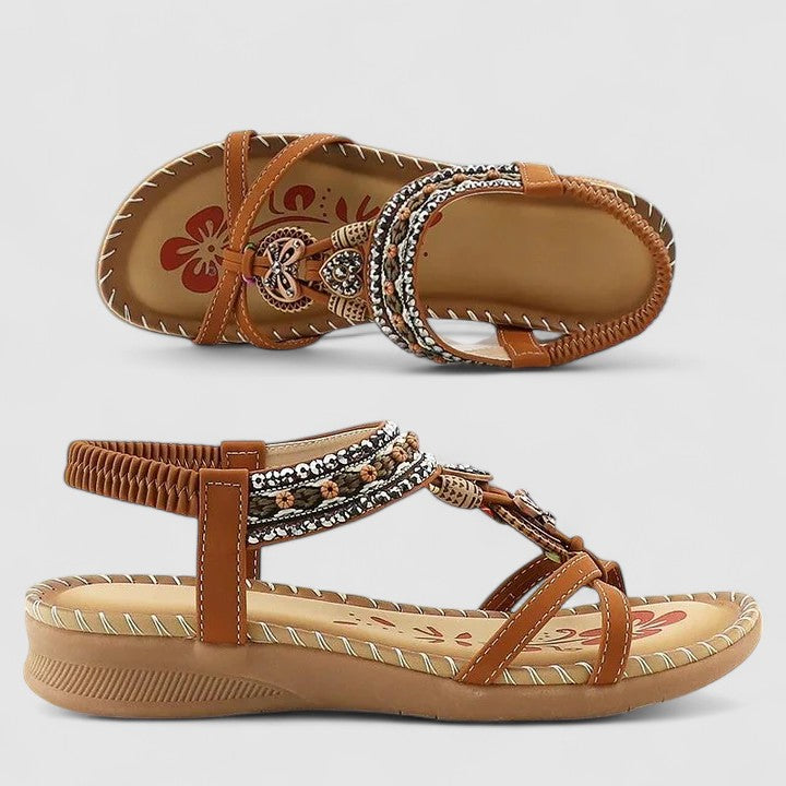 Flat Summer Sandals with Elasticated Ankle Strap
